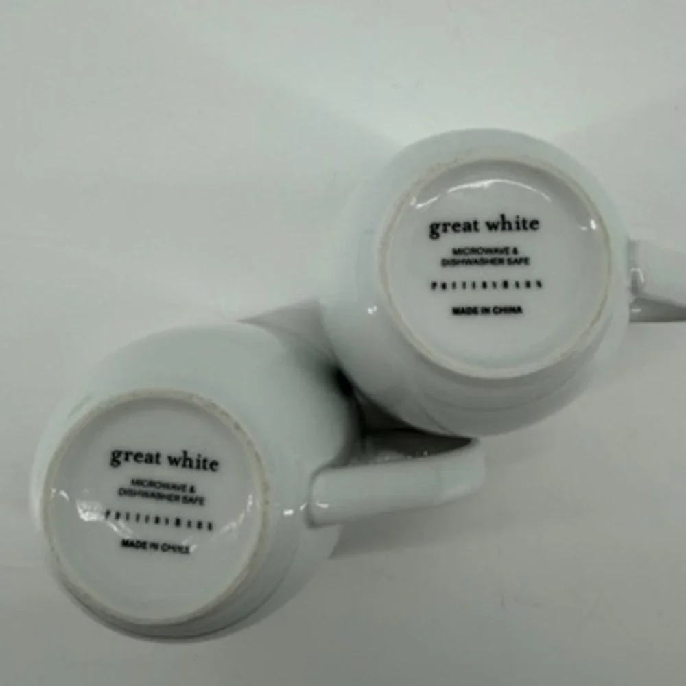 Pottery Barn Great White‎ Porcelain Coffee Mugs White Set of 2 Microwave Safe